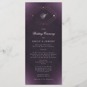 Classic Gold Deco Purple Calligraphy Monogram Programme