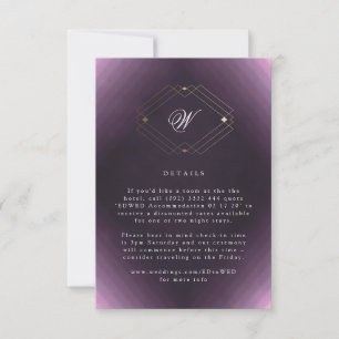 Classic Gold Deco Purple Calligraphy Monogram RSVP Card