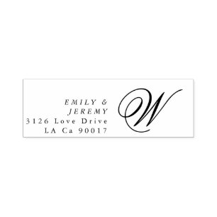 Classic Gold Deco Purple Calligraphy Monogram Self-inking Stamp