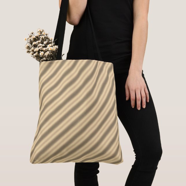 Classic Gold Diagonal Stripe Reflection Tote Bag (Close Up)