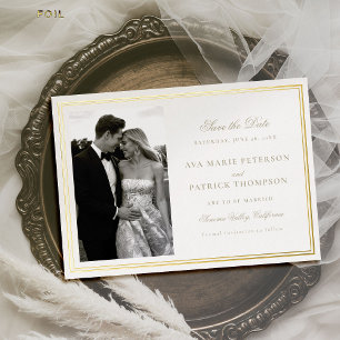 Classic Gold Double Frame Photo Wedding Save Date