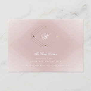 Classic Gold Dusty Rose Pink Monogram Wedding Enclosure Card