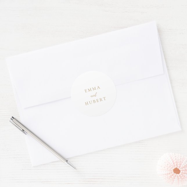 Classic Gold Elegant Wedding Classic Round Sticker (Envelope)