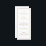 Classic Gold Elegant Wedding Menu<br><div class="desc">Classic style faux gold wedding menu featuring a simple and minimal design with your monogram, names and wedding date at the top along with your menu surrounded by a double border. The fonts alternate between and elegant script, a traditional serif and minimalist sans serif fonts. This menu is great for...</div>