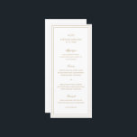 Classic Gold Elegant Wedding Menu<br><div class="desc">Classic style faux gold wedding menu featuring a simple and minimal design with your monogram, names and wedding date at the top along with your menu surrounded by a double border. The fonts alternate between and elegant script, a traditional serif and minimalist sans serif fonts. This menu is great for...</div>