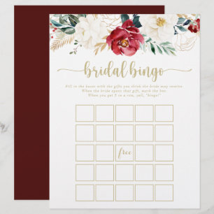 Classic Gold Floral Bridal Bingo Game