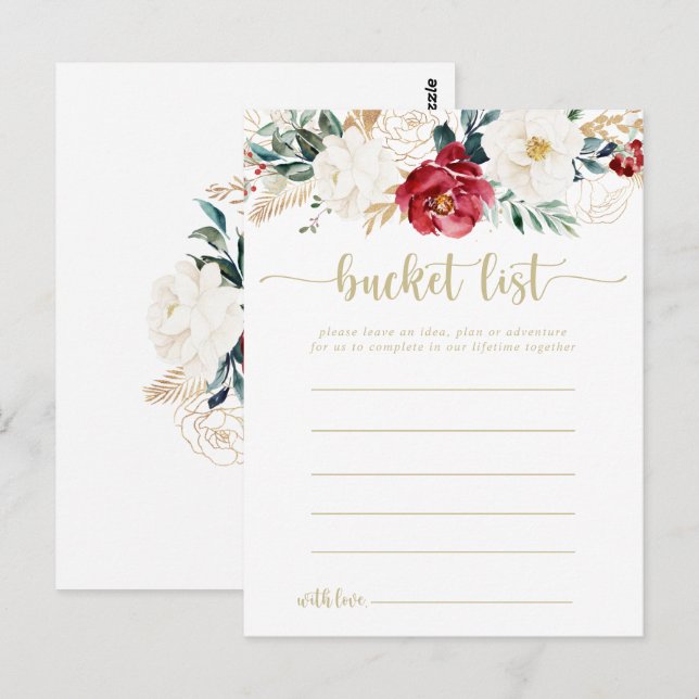 Classic Gold Floral Bucket List Cards (Front/Back)