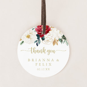 Classic Gold Floral Thank You Wedding Favour Classic Round Sticker