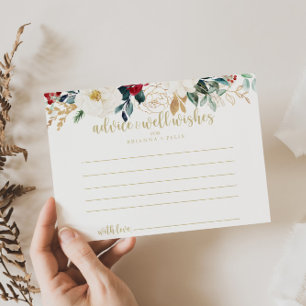Classic Gold Floral Wedding Advice Card