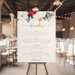 Classic Gold Floral Wedding Drinks Menu  Poster<br><div class="desc">This classic gold floral wedding drinks menu sign is perfect for a rustic wedding. The design features watercolor white,  burgundy and gold flowers and berries with green foliage arranged into elegant bouquets.</div>