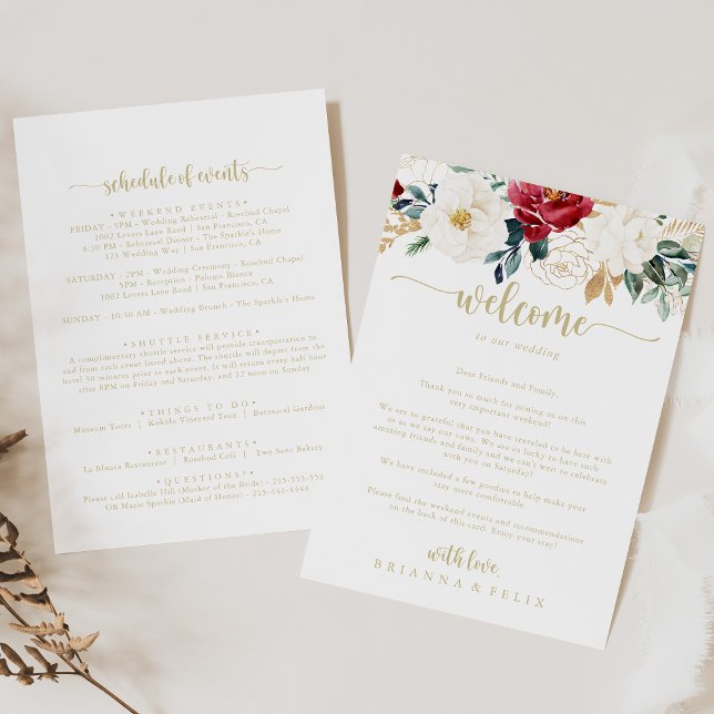 Classic Gold Floral Wedding Welcome Letter (Creator Uploaded)