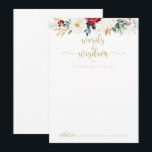 Classic Gold Floral Wedding Words of Wisdom   Advice Card<br><div class="desc">This classic gold floral wedding words of wisdom advice card is perfect for a rustic wedding. The design features watercolor white, burgundy and gold flowers and berries with green foliage arranged into elegant bouquets. These cards are perfect for a wedding, bridal shower, baby shower, graduation party & more. Personalise the...</div>