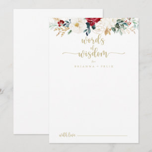 Classic Gold Floral Wedding Words of Wisdom Advice Card