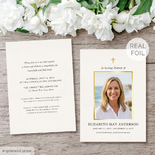 Classic Gold Foil Celebration of Life Pastel Cream