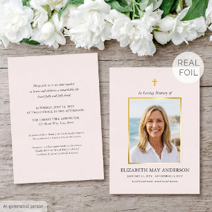 Classic Gold Foil Celebration of Life Pastel Pink