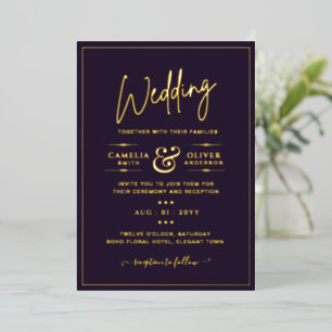 Classic GOLD FOIL Plum Elegant Classic Wedding
