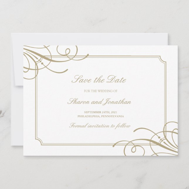 Classic Gold Frame Luxury Wedding Save The Date (Front)