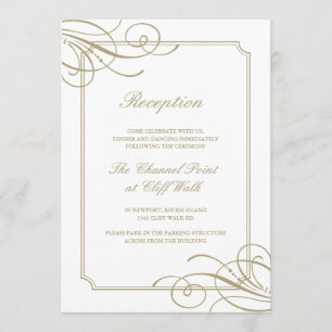 Classic Gold Frame Luxury Wedidng Reception Invitation