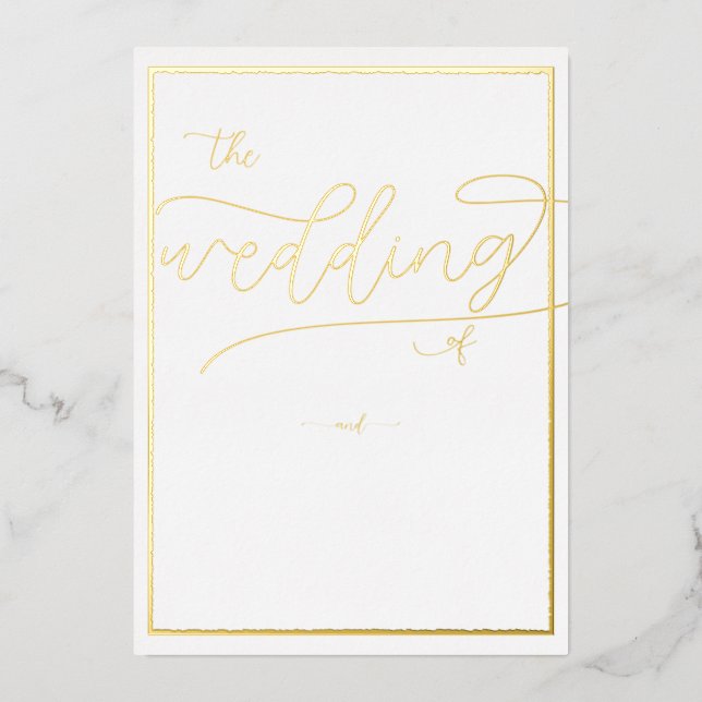 Classic Gold Frame Romantic Calligraphy Wedding (Front)