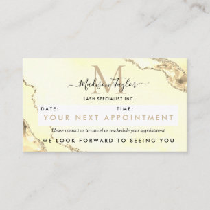 Classic Gold Glitter Agate Marble Monogram Cute Appointment Card