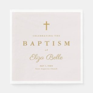 Classic Gold Glitter Cross Baptism  Napkin