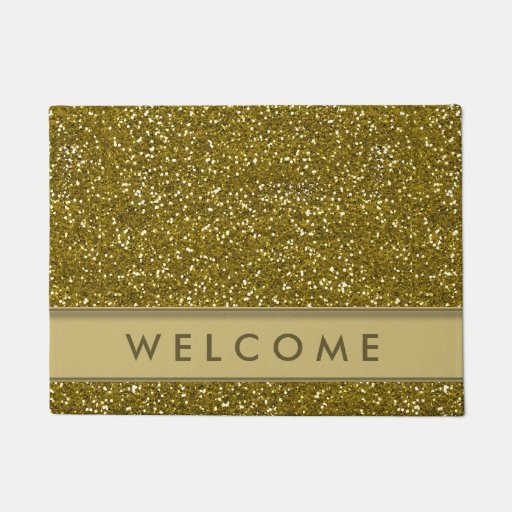 Image of Classic Gold Glitter Look Welcome Doormat