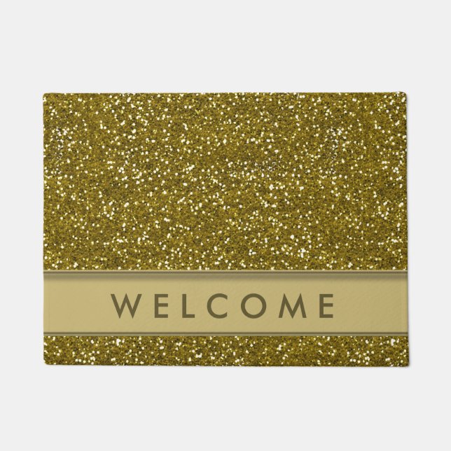 Classic Gold Glitter Look Welcome Doormat (Front)