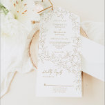 Classic Gold Greenery Wedding All In One Invitation<br><div class="desc">Introducing our Classic Gold Greenery Wedding All in One Invitation Design- meticulously designed to embody a modern romantic aesthetic. Featuring a classic blend of clean white backgrounds with delicate golden leaves gracefully complemented by a simple calligraphy script paired with an understated serif font. The result is a perfectly polished feel...</div>