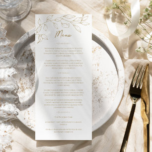 Classic Gold Greenery Wedding Flat Menu