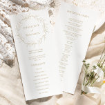 Classic Gold Greenery Wedding Flat Program Programme<br><div class="desc">Introducing our Classic Gold Greenery Wedding Flat Program Design- meticulously designed to embody a modern romantic aesthetic. Featuring a classic blend of clean white backgrounds with delicate golden leaves gracefully complemented by a simple calligraphy script paired with an understated serif font. The result is a perfectly polished feel for your...</div>