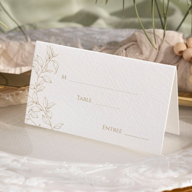 Classic Gold Greenery Wedding Folded Place Card (Creator Uploaded)