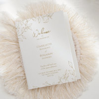 Classic Gold Greenery Wedding Folded Program