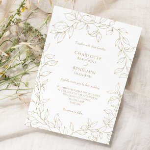 Classic Gold Greenery Wedding Invitation