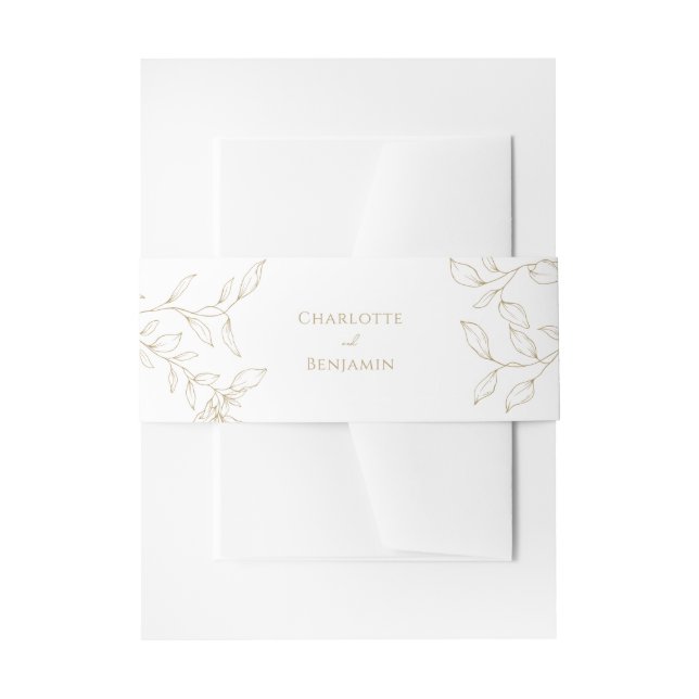 Classic Gold Greenery Wedding Invitation Belly Band (Front Example)