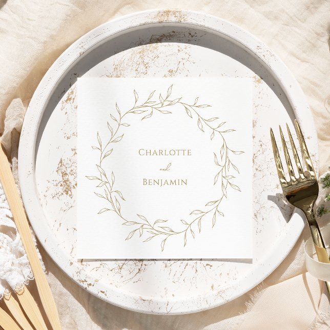 Classic Gold Greenery Wedding Napkin (Creator Uploaded)