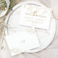 Classic Gold Greenery Wedding Save The Date