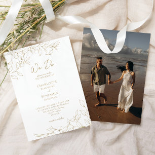 Classic Gold Greenery Wedding We Do Photo Invitation