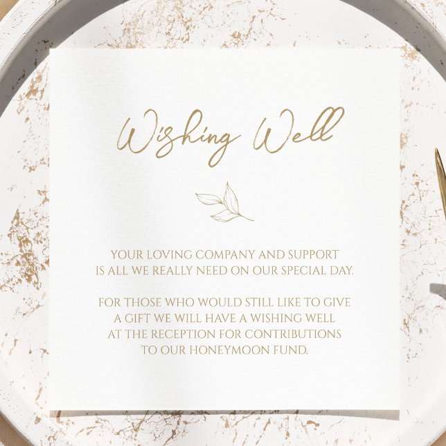 Classic Gold Greenery Wedding Wishing Well Enclosure Card (Creator Uploaded)