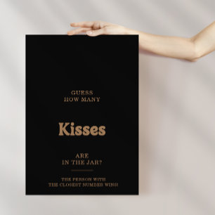 Classic Gold How Many Kisses Bridal Shower Game Poster