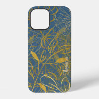 Classic Gold Leaf Blue Background