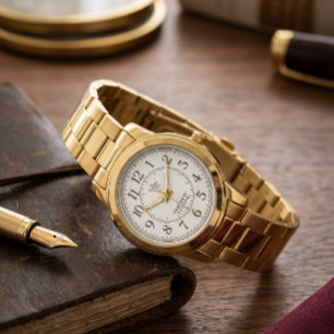 Classic Gold Link Bracelet Watch with Minimalist