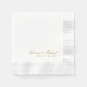 Classic Gold Longer Names Wedding Decor Napkins