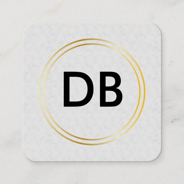 Classic Gold Lux Double Ring Square Business Card (Front)