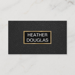 Classic Gold Metallic Banner   Black Leather Business Card