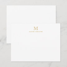 Classic Gold Modern Monogram Initial Note Card