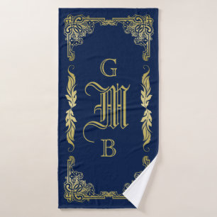 Classic Gold Monogram Choose Your Background Bath Towel
