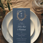 classic gold navy floral motif monogram Wedding  Menu<br><div class="desc">**This design is part of a unique suite and collection; The colour of the text and paper is customisable & is Not Real Foil** - Classic Colour Scheme: Navy blue, white, and gold for a refined look. - Floral & Botanical Embellishments: Romantic garden vibe. - Elegant Script Monogram: Featuring the...</div>