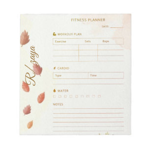 Classic gold pastel cute leaves fittness Planner Notepad