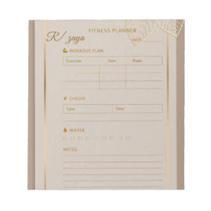 Classic gold pastel watercolor fittness Planner Notepad