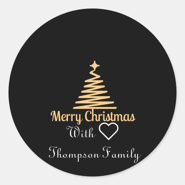 classic gold personalised family name christmas  classic round sticker (Front)